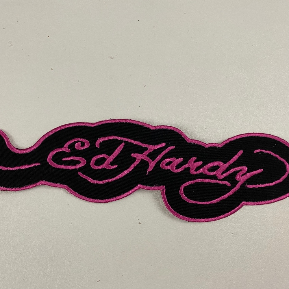 Ed Hardy Black Iron on Patch Appliqué Embroidered Sewing (Large)